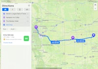 a map showing the route of a trip