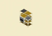 an isometric image of a shelf with a stove on it