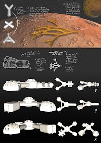 a model of a spacecraft on a red planet