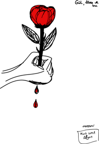 a red flower on a black background