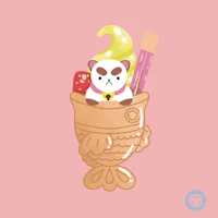 a panda sitting in a bowl of ice cream