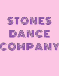 stones dance company logo on a pink background