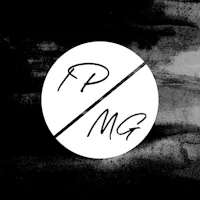 p m g logo on a black background