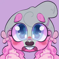 a pink poodle with big eyes and big ears