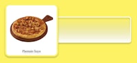 a picture of a pizza on a yellow background