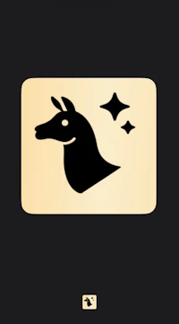 a black and gold llama logo on a black background