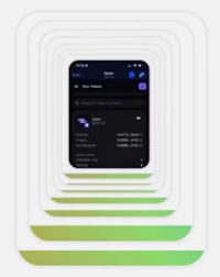 an iphone with a green and purple background