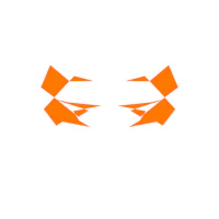 a pair of orange triangles on a white background