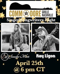 a poster for a singer-songwriter night at the commodore grill