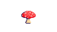 a red mushroom on a black background