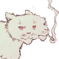 a white cat with red eyes is smoking a cigarette
