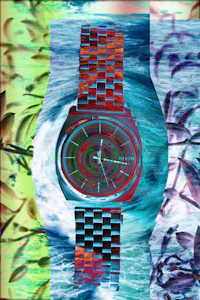 a watch on a blue background