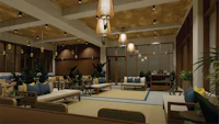 a 3d rendering of a living room