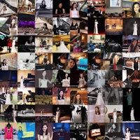 a collage of pictures of a woman in a dress