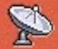 a pixelated image of a satellite dish