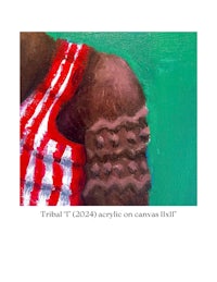 a painting of a woman in a red striped shirt