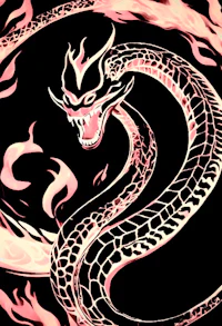 an image of a dragon in flames on a black background
