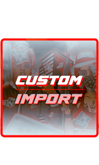 a custom import sticker with the words custom import on it