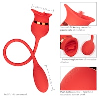 a red sex toy with a red flower on it