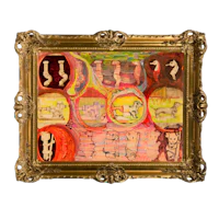 a gold frame with a painting on it