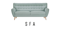 a sofa with the word sfa on it