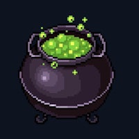 a pixel cauldron on a dark background
