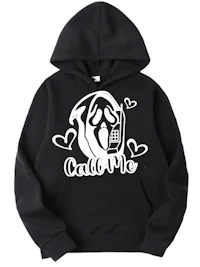 a black hoodie with the words call me on it
