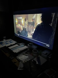 a tv screen with a person on it