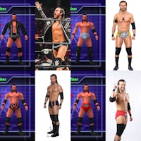 wwe wrestlers are shown in different poses
