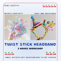 a flyer for a twist stick headband workshop