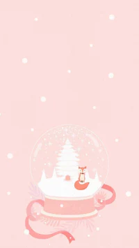 an image of a snow globe on a pink background