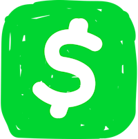 a green dollar sign icon on a black background