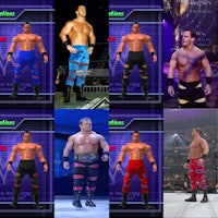 a collage of different wrestlers in different colors