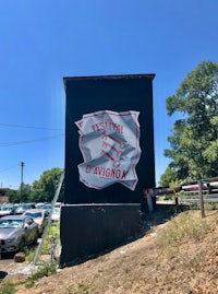 a building with a sign on the side of it