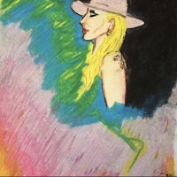 a painting of a woman in a hat