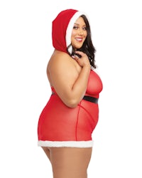 a plus size woman in a santa claus outfit