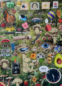 a collage with a lot of different things on it
