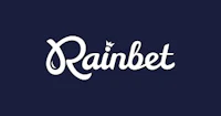 the logo for rainbet on a dark blue background