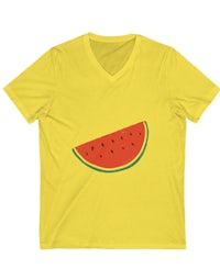 a yellow t - shirt with a slice of watermelon on it