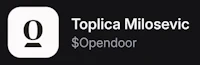 a black and white logo with the words topica milsevic $ opendoor