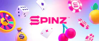 spinz casino logo with colorful fruit and dice