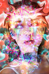 an image of a woman with a colorful face