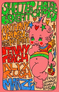 a poster for the shelter house benefit show