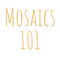 the words mosaics 101 on a black background