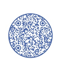 a blue qr code on a white background