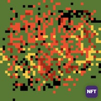 a green background with a red, yellow, and green pixel pattern