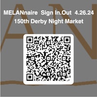 a qr code with the words melaine sign out 24 - 15th derby night market
