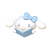 a white bunny with a blue bow reading a book
