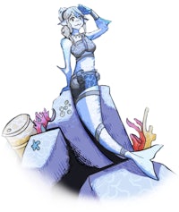 a mermaid sitting on some rocks