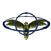 an image of a blue sphere with wings on it